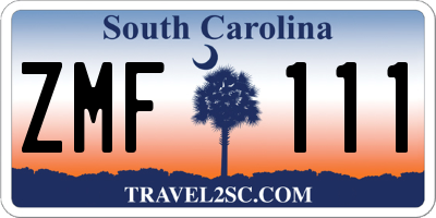 SC license plate ZMF111