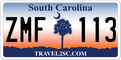 SC license plate ZMF113