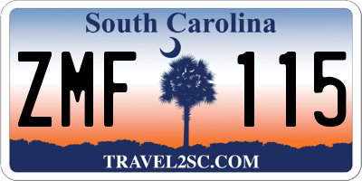 SC license plate ZMF115