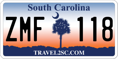 SC license plate ZMF118