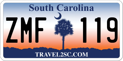 SC license plate ZMF119