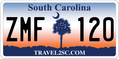 SC license plate ZMF120