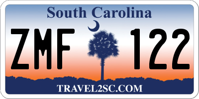 SC license plate ZMF122