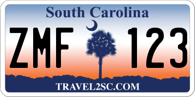 SC license plate ZMF123
