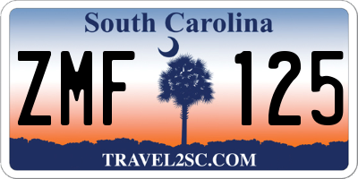 SC license plate ZMF125
