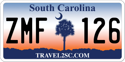 SC license plate ZMF126