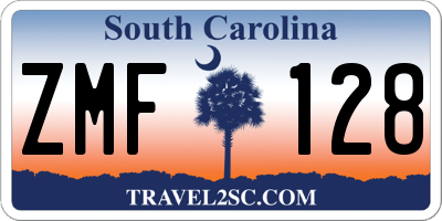SC license plate ZMF128