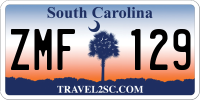 SC license plate ZMF129