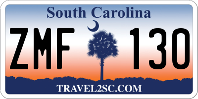 SC license plate ZMF130