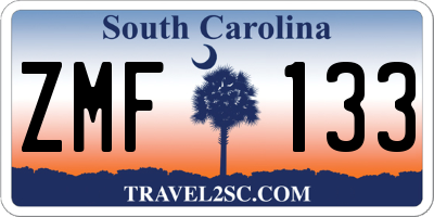 SC license plate ZMF133