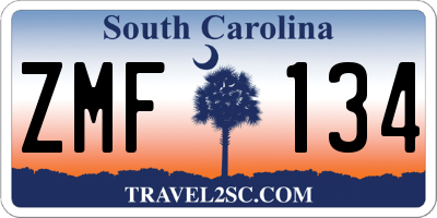 SC license plate ZMF134
