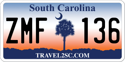 SC license plate ZMF136
