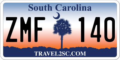 SC license plate ZMF140