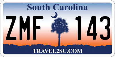 SC license plate ZMF143