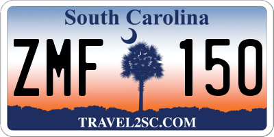 SC license plate ZMF150