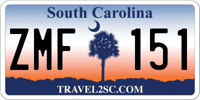 SC license plate ZMF151