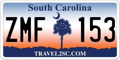 SC license plate ZMF153