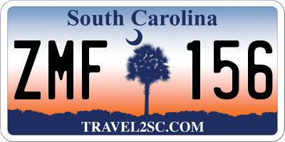 SC license plate ZMF156