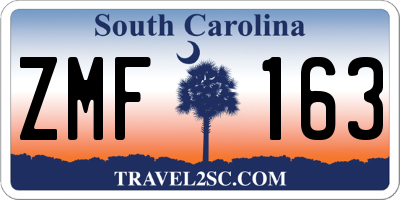 SC license plate ZMF163