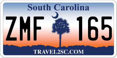 SC license plate ZMF165
