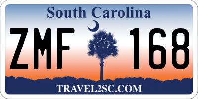 SC license plate ZMF168