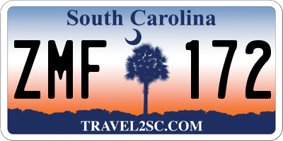 SC license plate ZMF172