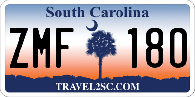 SC license plate ZMF180