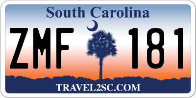 SC license plate ZMF181