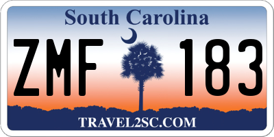 SC license plate ZMF183
