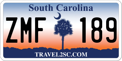 SC license plate ZMF189