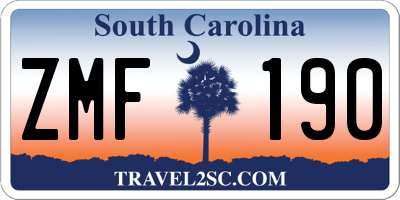 SC license plate ZMF190