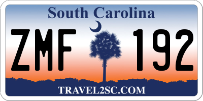 SC license plate ZMF192