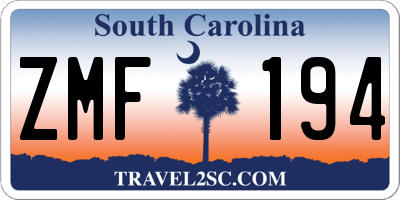 SC license plate ZMF194