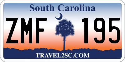 SC license plate ZMF195