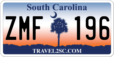 SC license plate ZMF196