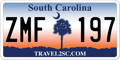 SC license plate ZMF197