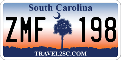 SC license plate ZMF198