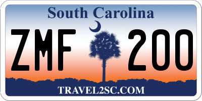 SC license plate ZMF200