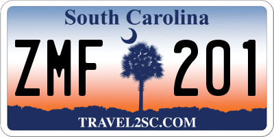 SC license plate ZMF201
