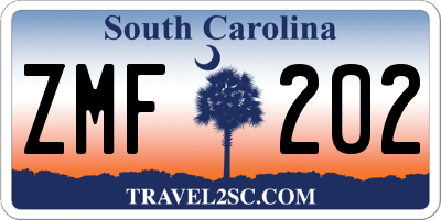 SC license plate ZMF202