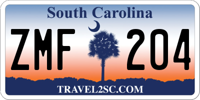SC license plate ZMF204