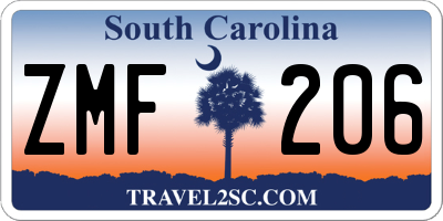SC license plate ZMF206