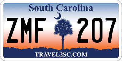 SC license plate ZMF207