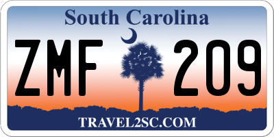 SC license plate ZMF209