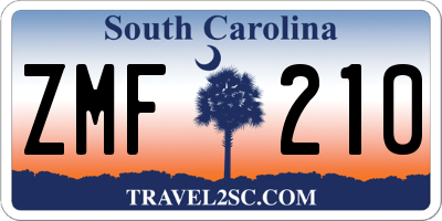 SC license plate ZMF210
