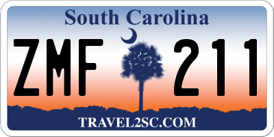 SC license plate ZMF211