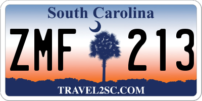 SC license plate ZMF213