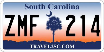 SC license plate ZMF214