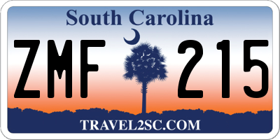 SC license plate ZMF215