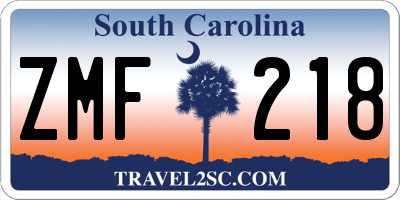 SC license plate ZMF218